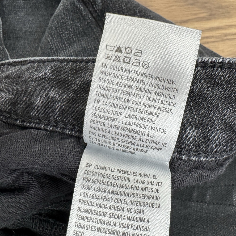 American Eagle Jeans Mens 30x30 Black Slim Low Rise Distressed Ripped Dark Denim - Picture 12 of 16